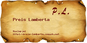 Preis Lamberta névjegykártya